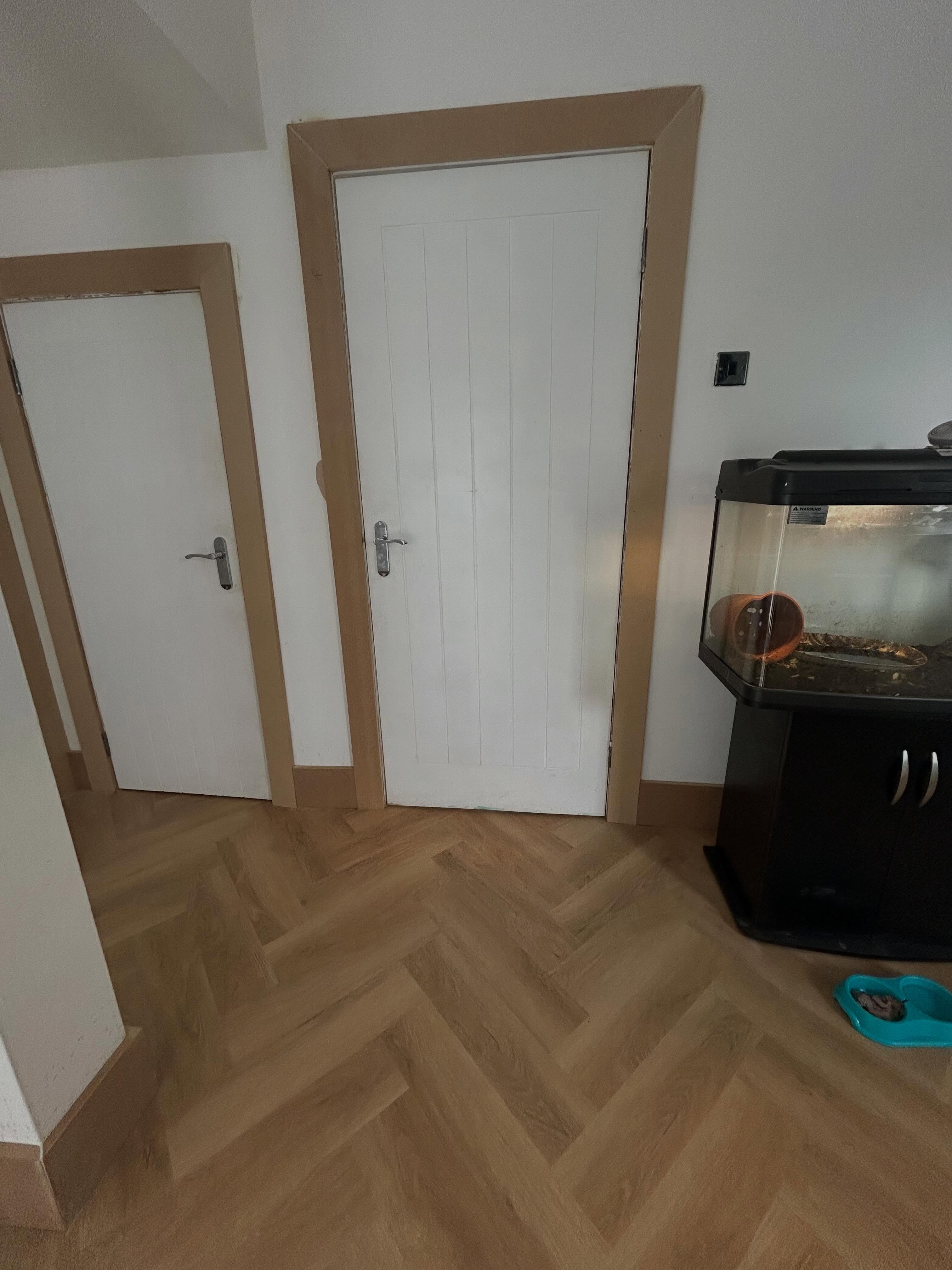 Custom herringbone floor installation Bellshill