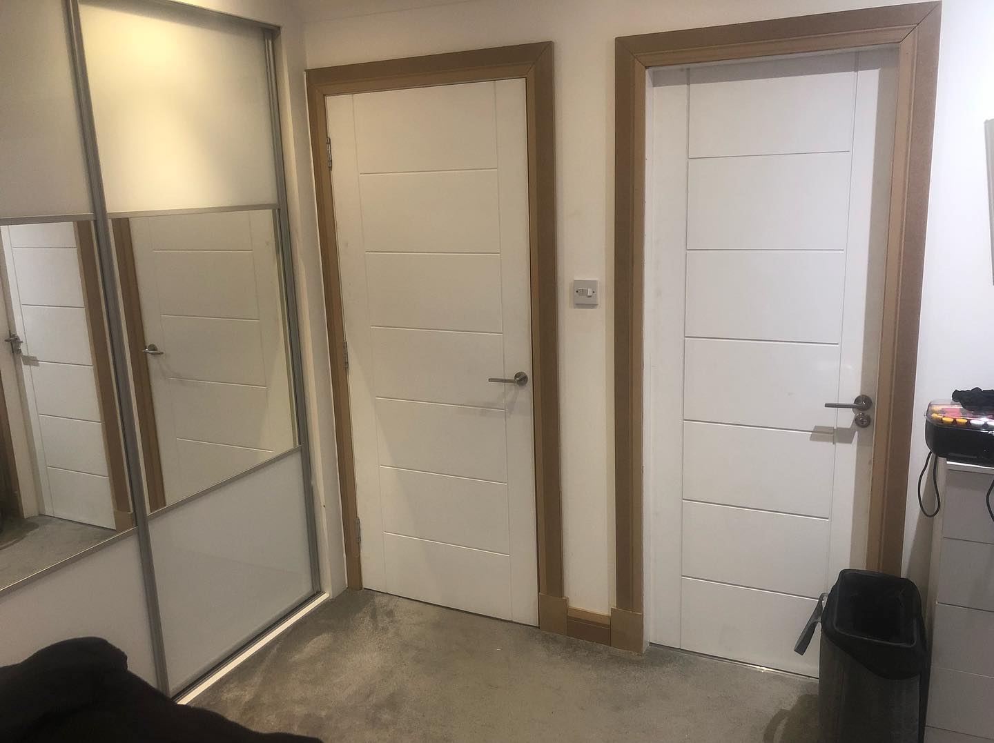 Professional internal door fitting with matching skirting